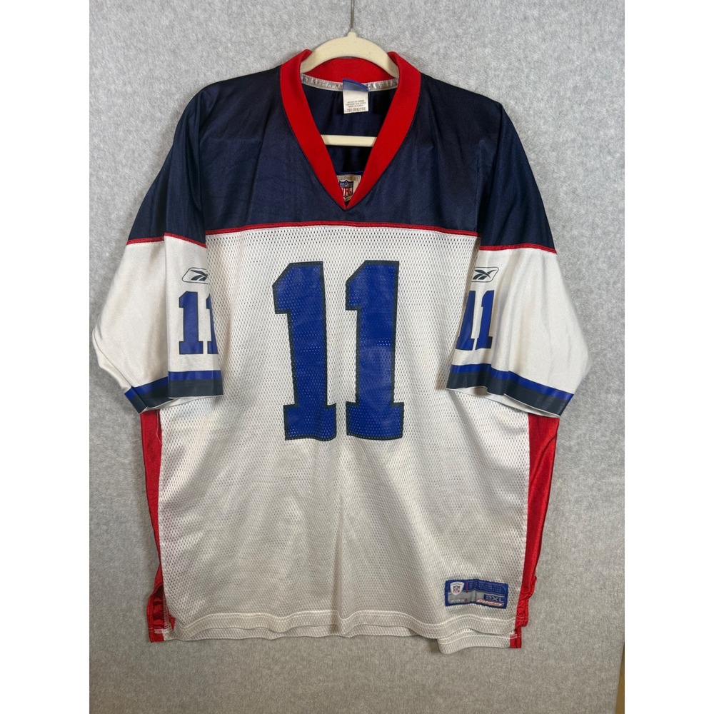 Reebok NFL New England Patriots Drew Bledsoe 11 Jersey Mens 2XL White Blue Red